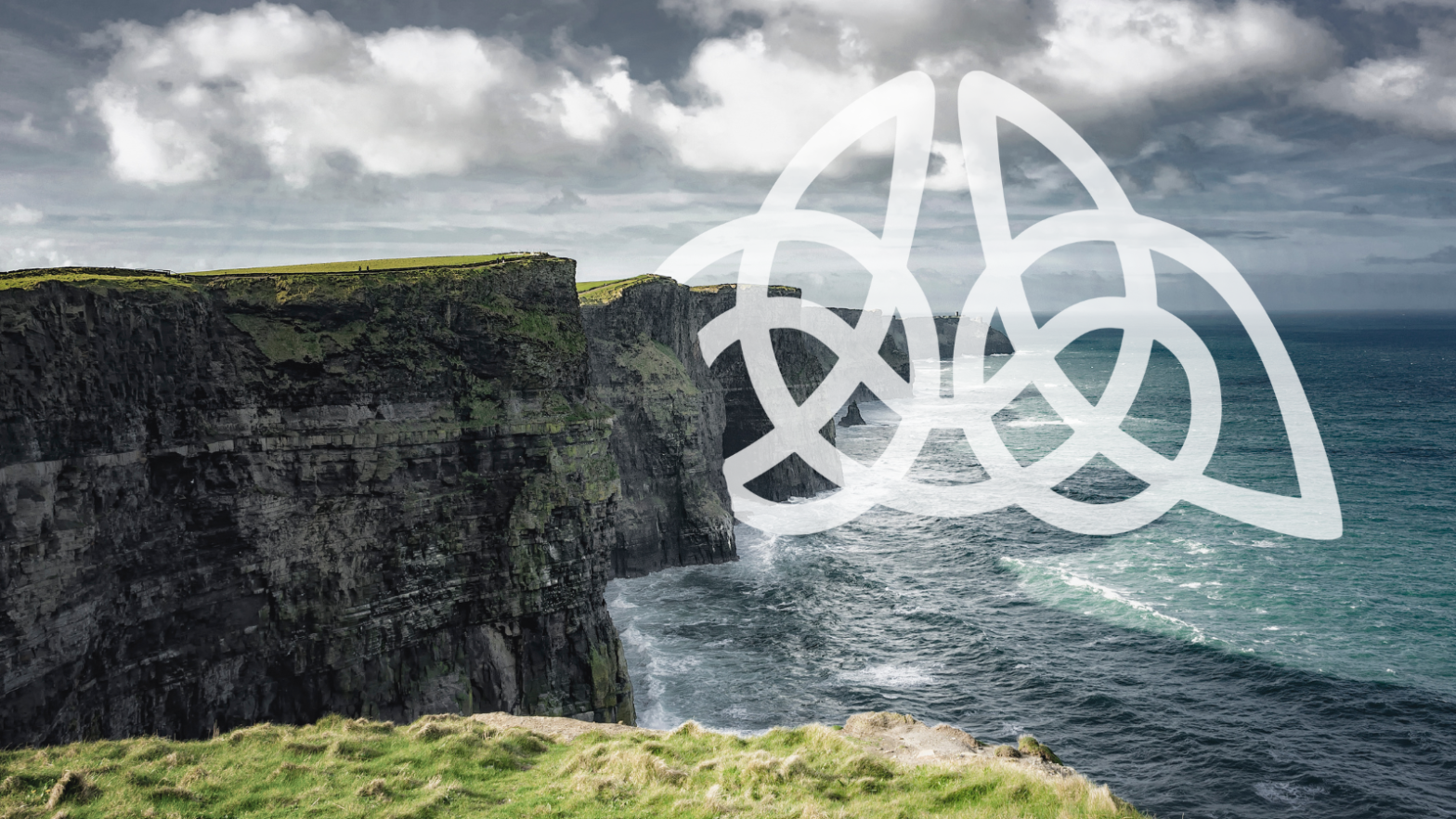 Cliffs of Moher with the Atlantic Language logo.